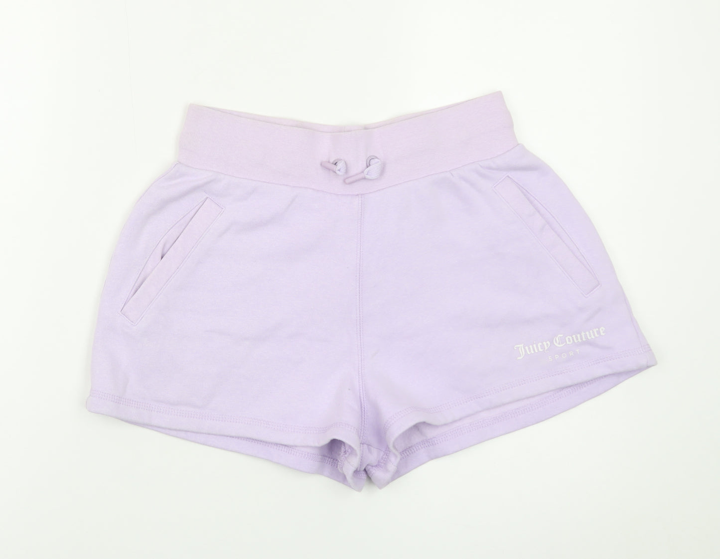 Juicy Couture Women Purple XS Sweat Shorts Logo Drawstring Sporty