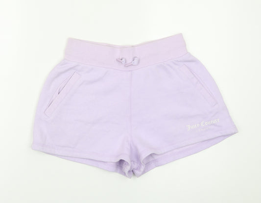 Juicy Couture Women Purple XS Sweat Shorts Logo Drawstring Sporty