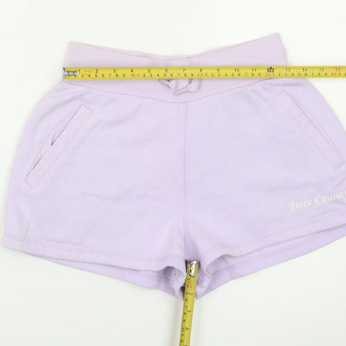 Juicy Couture Women Purple XS Sweat Shorts Logo Drawstring Sporty