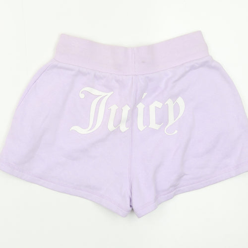 Juicy Couture Women Purple XS Sweat Shorts Logo Drawstring Sporty