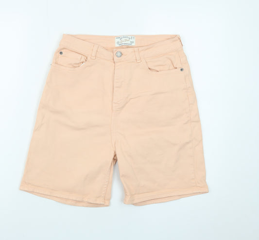 Fat Face Women Beige Size 10 Darley Denim Bermuda Shorts
