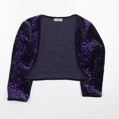 Marks and Spencer Per Una Women Purple Sequin Velvet Cropped Blouse Size 12