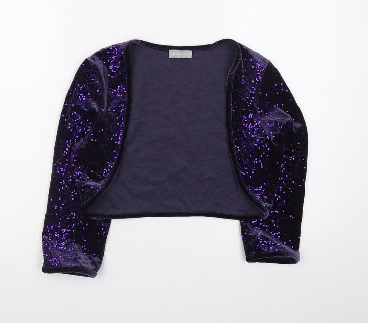 Marks and Spencer Per Una Women Purple Sequin Velvet Cropped Blouse Size 12