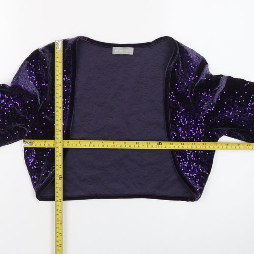 Marks and Spencer Per Una Women Purple Sequin Velvet Cropped Blouse Size 12
