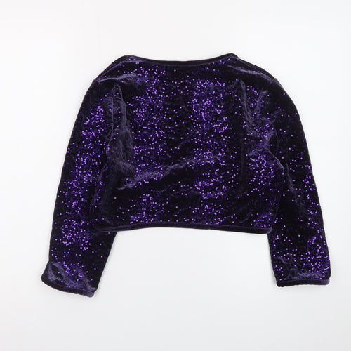 Marks and Spencer Per Una Women Purple Sequin Velvet Cropped Blouse Size 12