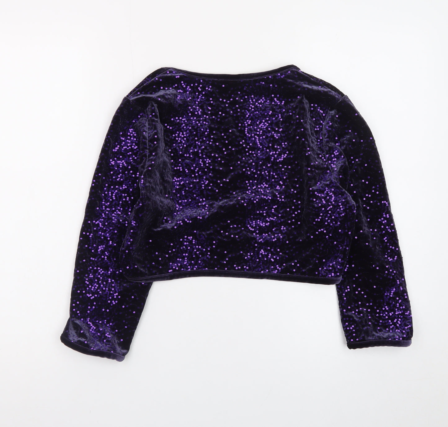 Marks and Spencer Per Una Women Purple Sequin Velvet Cropped Blouse Size 12