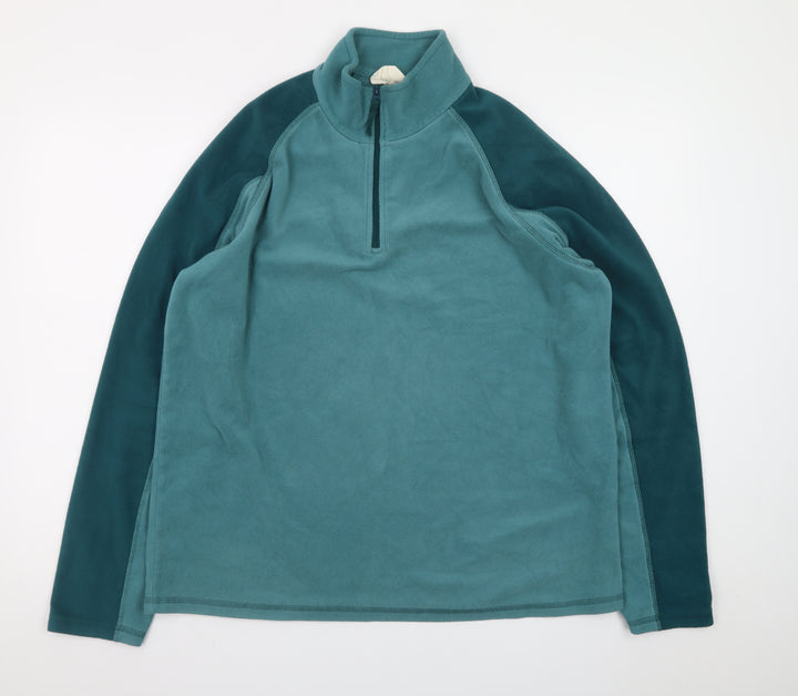 Mountain Warehouse Men’s Green Fleece 1/4 Zip Pullover Sweatshirt L