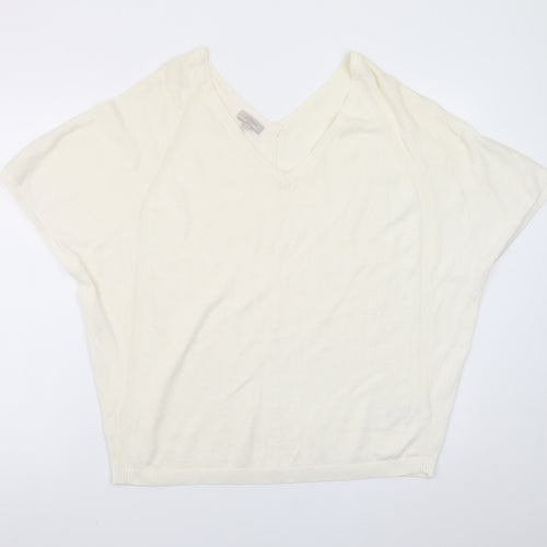 Hobbs Women’s Ivory V-Neck Short Sleeve Cotton Knit Jumper Size S