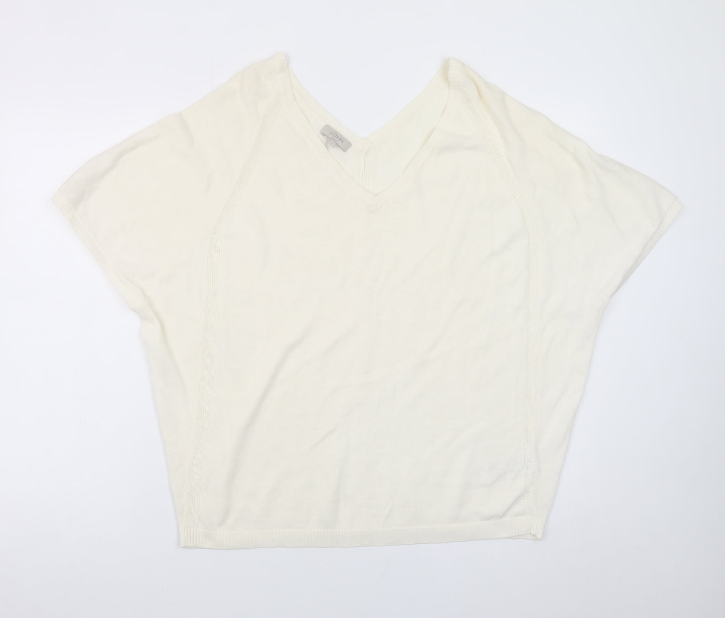 Hobbs Women’s Ivory V-Neck Short Sleeve Cotton Knit Jumper Size S