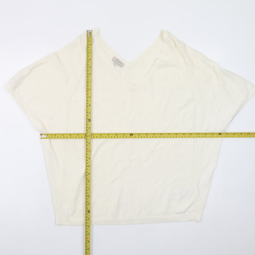 Hobbs Women’s Ivory V-Neck Short Sleeve Cotton Knit Jumper Size S
