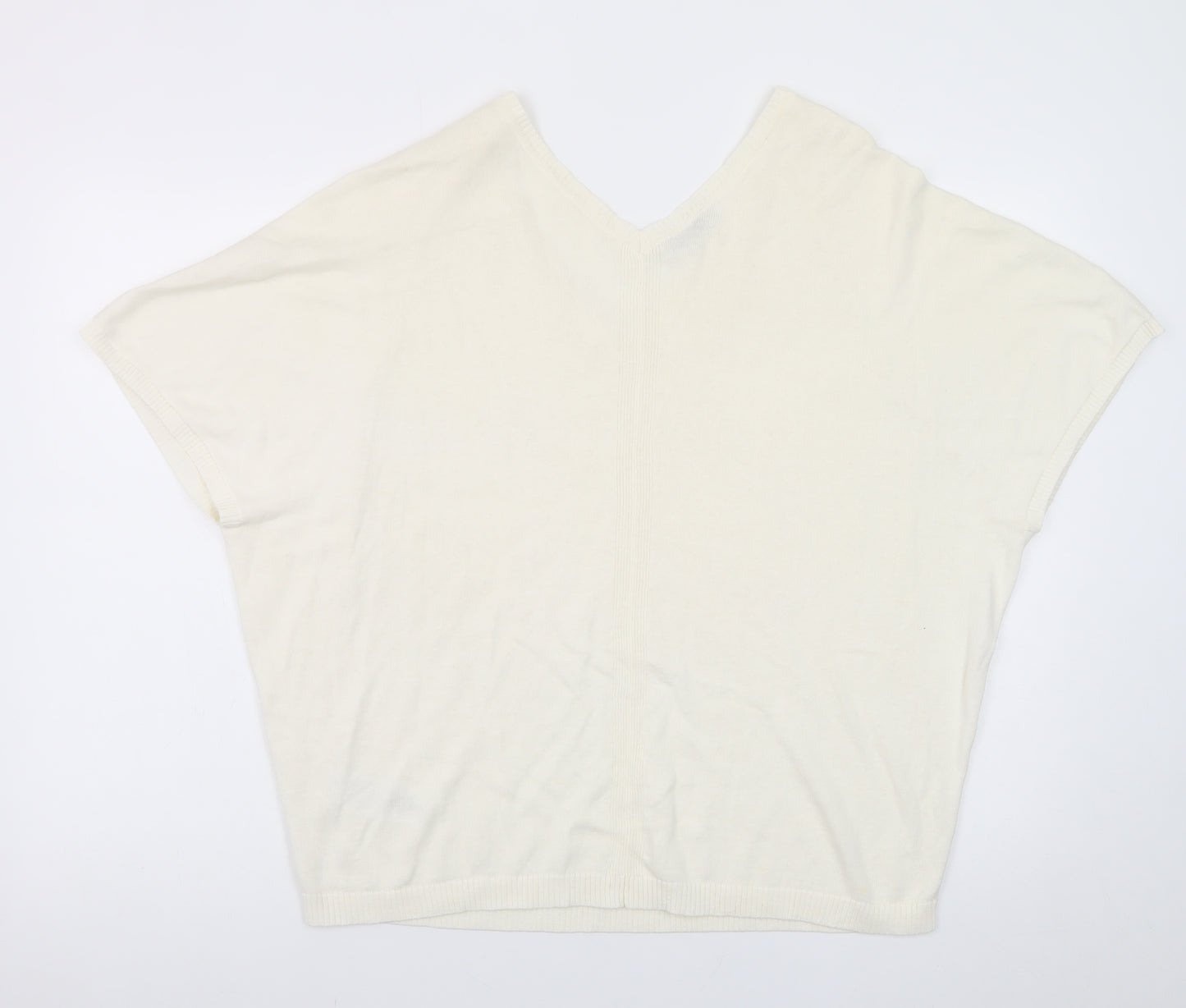 Hobbs Women’s Ivory V-Neck Short Sleeve Cotton Knit Jumper Size S