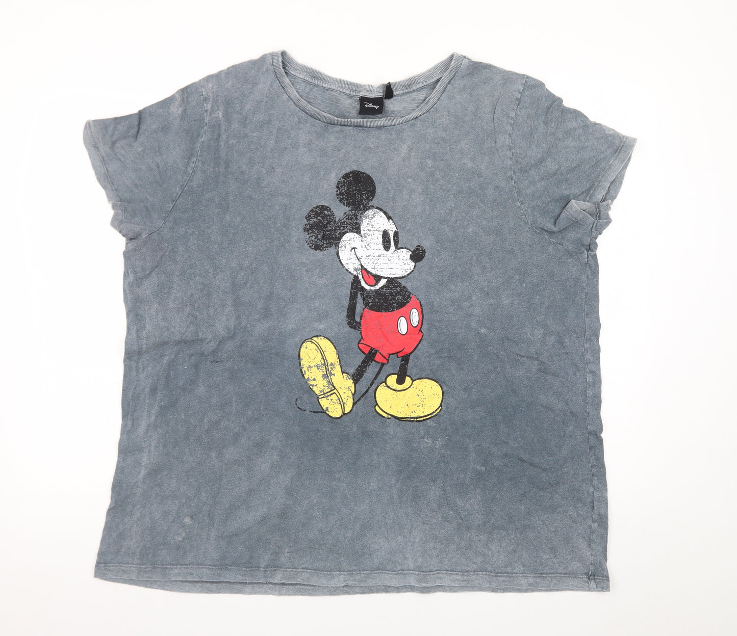 Disney Women's Grey Mickey Mouse Graphic T-Shirt XL Casual Cotton