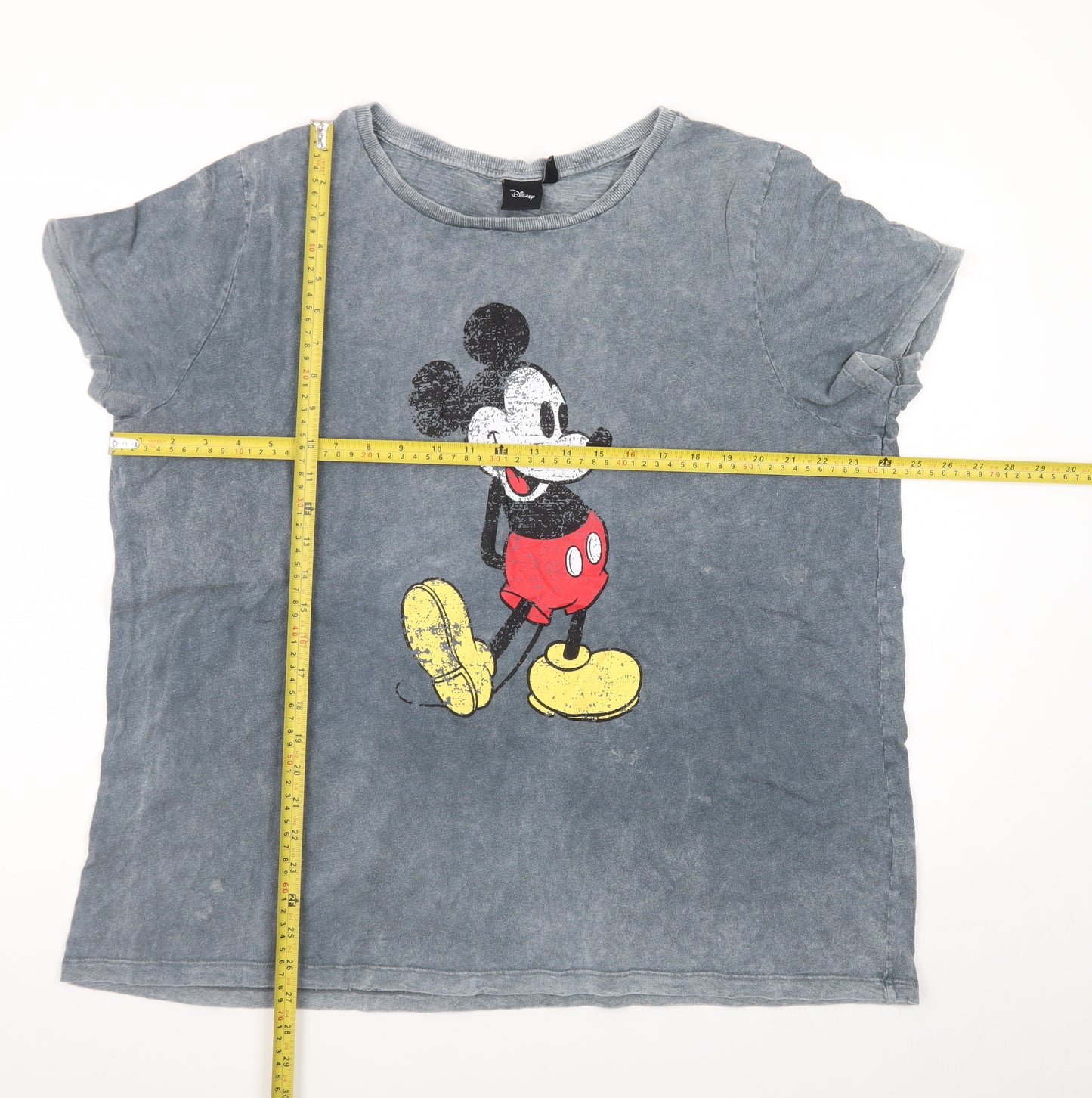 Disney Women's Grey Mickey Mouse Graphic T-Shirt XL Casual Cotton