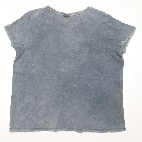 Disney Women's Grey Mickey Mouse Graphic T-Shirt XL Casual Cotton