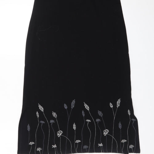Kaleidoscope Women's Black Embroidered Pencil Skirt Size 14