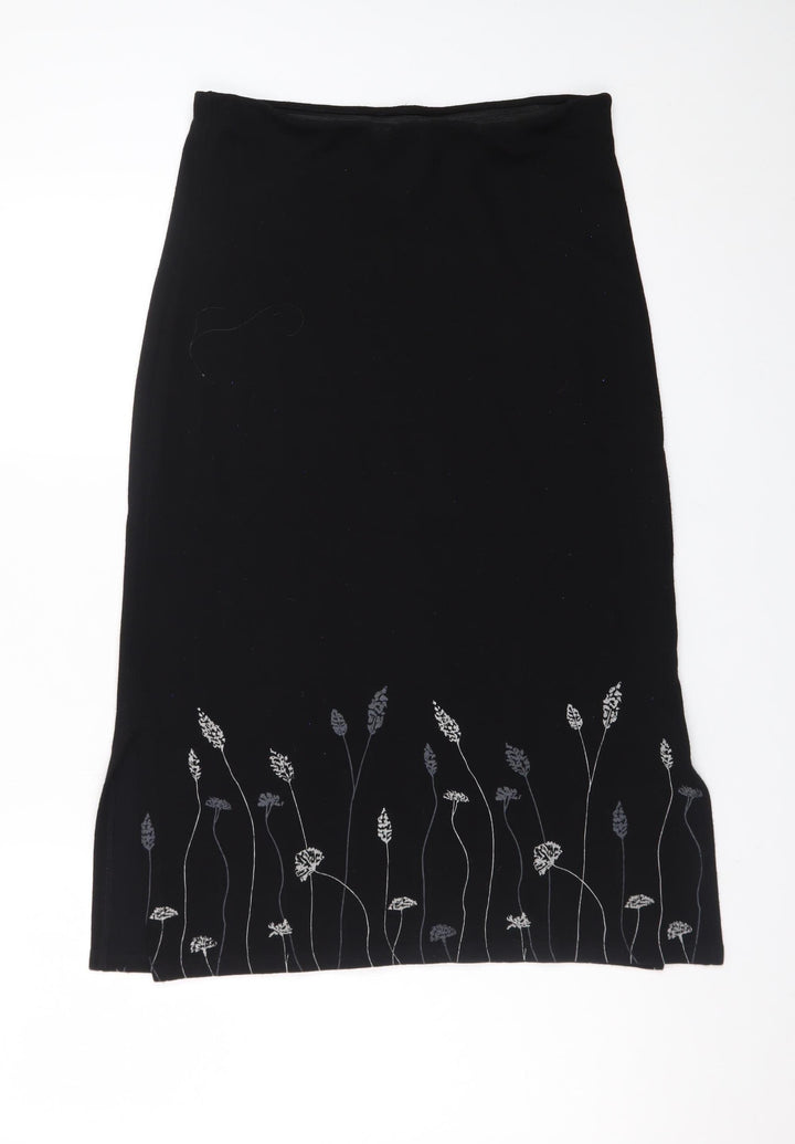 Kaleidoscope Women's Black Embroidered Pencil Skirt Size 14