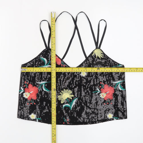 New Look Women’s Black Sequin Floral Camisole Tank Top Size 10