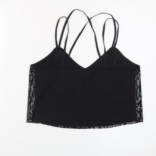 New Look Women’s Black Sequin Floral Camisole Tank Top Size 10