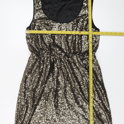 Vero Moda Women Gold Sequin Sleeveless Bodycon Short Dress M