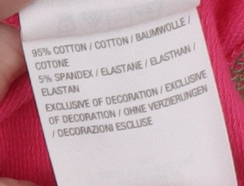 Quacker Factory Women Pink L Pullover Sweatshirt 3/4 Sleeve Cotton Elastane