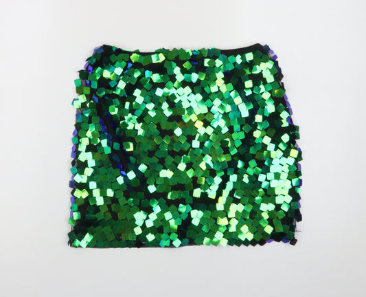Collective The Label Women’s Green Sequin Mini Skirt Size 6 Petite