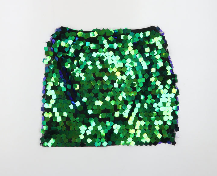 Collective The Label Women’s Green Sequin Mini Skirt Size 6 Petite
