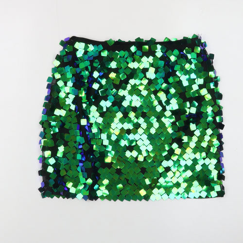 Collective The Label Women’s Green Sequin Mini Skirt Size 6 Petite