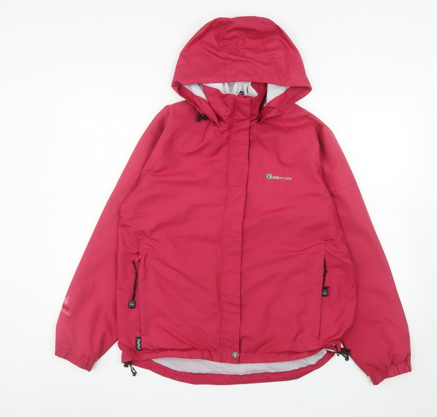 Outdoorscene Women's Pink Waterproof Hooded Rain Jacket Size 10