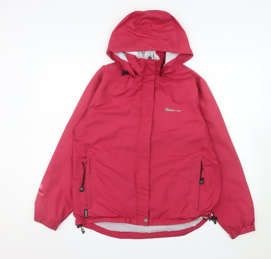 Outdoorscene Women's Pink Waterproof Hooded Rain Jacket Size 10
