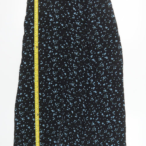 MNG Women’s Black Floral A-Line Midi Skirt Size M