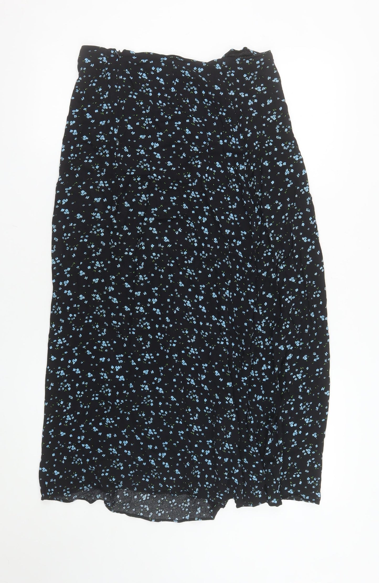 MNG Women’s Black Floral A-Line Midi Skirt Size M