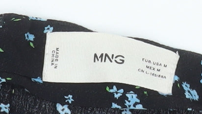 MNG Women’s Black Floral A-Line Midi Skirt Size M