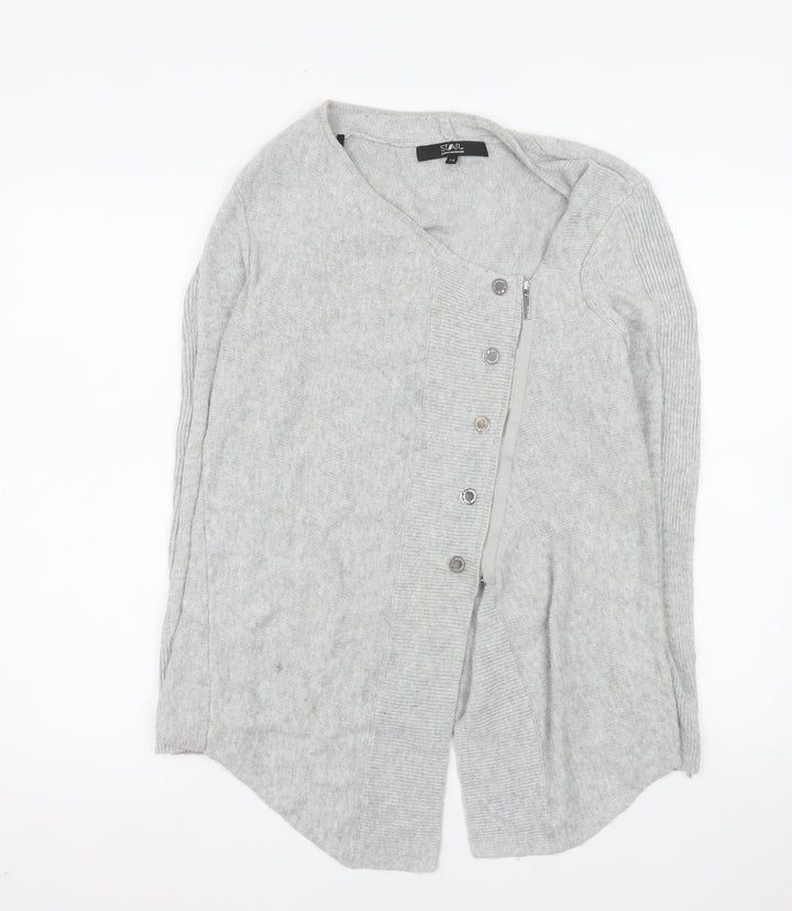 Star by Julien Macdonald Women's Grey V-Neck Cardigan Size 14