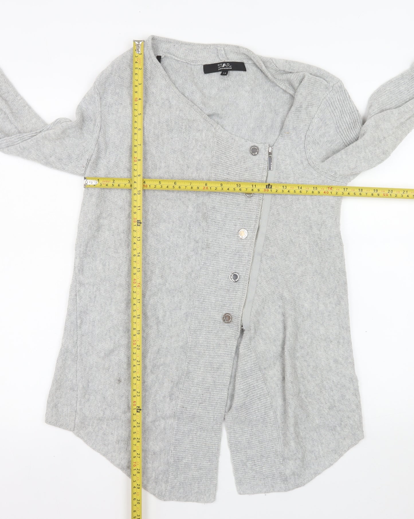 Star by Julien Macdonald Women's Grey V-Neck Cardigan Size 14