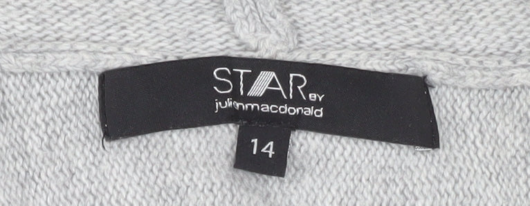 Star by Julien Macdonald Women's Grey V-Neck Cardigan Size 14