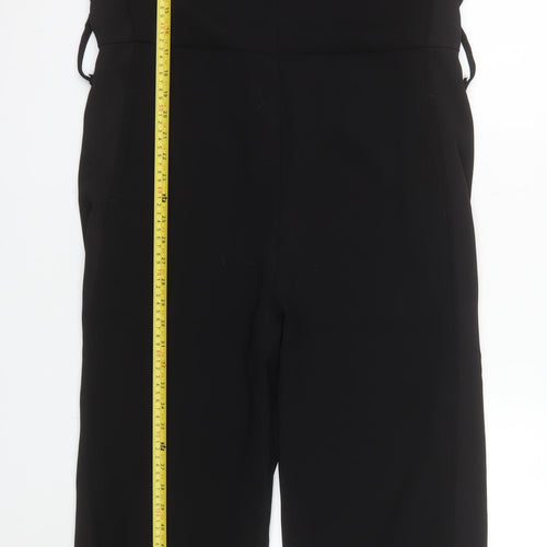 Next Women's Black Polyester Jumpsuit Size 14 Wide-Leg Long Sleeve