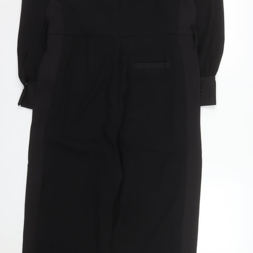 Next Women's Black Polyester Jumpsuit Size 14 Wide-Leg Long Sleeve