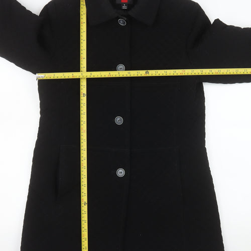 Gallery Women's Black Quilted Mid-Length Coat Size S