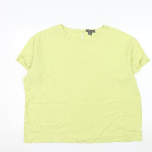 Primark Womens Yellow Linen Blend Short Sleeve Blouse Size 16