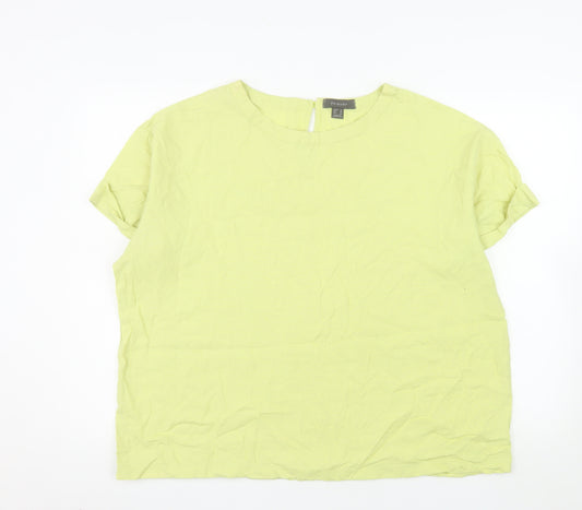 Primark Womens Yellow Linen Blend Short Sleeve Blouse Size 16