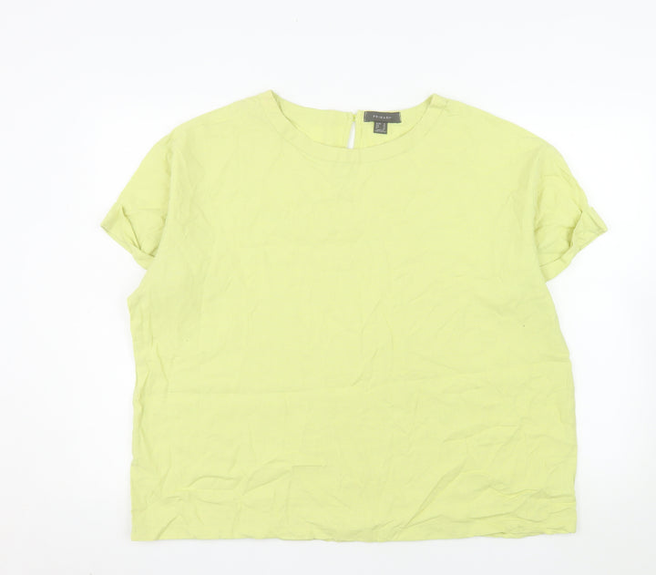 Primark Womens Yellow Linen Blend Short Sleeve Blouse Size 16