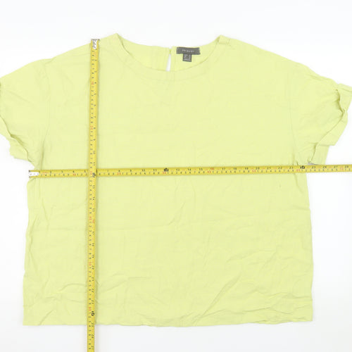 Primark Womens Yellow Linen Blend Short Sleeve Blouse Size 16