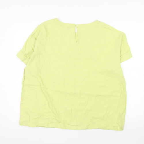 Primark Womens Yellow Linen Blend Short Sleeve Blouse Size 16