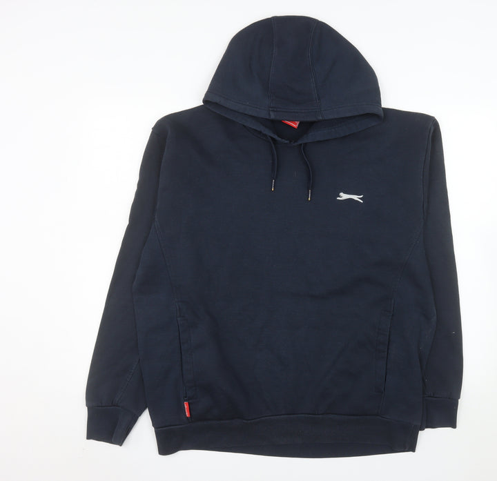 Slazenger Mens Blue Pullover Hoodie L Logo Drawstring Sweatshirt