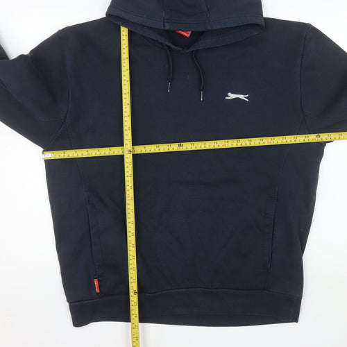 Slazenger Mens Blue Pullover Hoodie L Logo Drawstring Sweatshirt