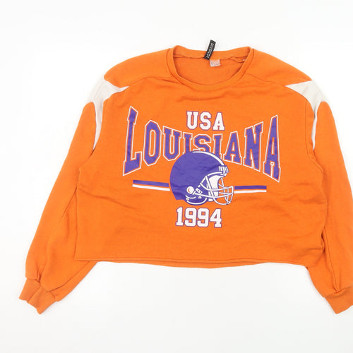 H&M Divided Women's Orange USA Louisiana 1994 Cropped Sweatshirt S