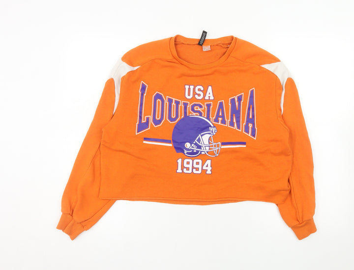 H&M Divided Women's Orange USA Louisiana 1994 Cropped Sweatshirt S