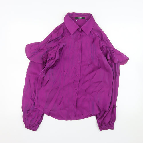 Jansen Women Purple Cold Shoulder Long Sleeve Viscose Blouse XS