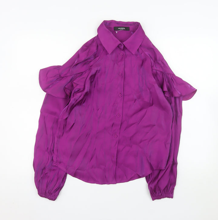Jansen Women Purple Cold Shoulder Long Sleeve Viscose Blouse XS