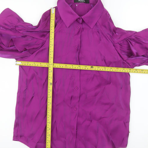 Jansen Women Purple Cold Shoulder Long Sleeve Viscose Blouse XS